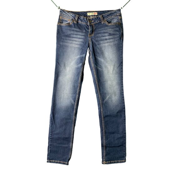 Paris Blues Denim - Paris Blues Womens Size 9 whiskering Jeans Slim Fit Denim Blue Dark